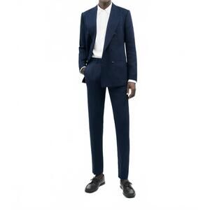 NEW TIGER OF SWEDEN tenuta classic slim fit linen trousers in midnight blue